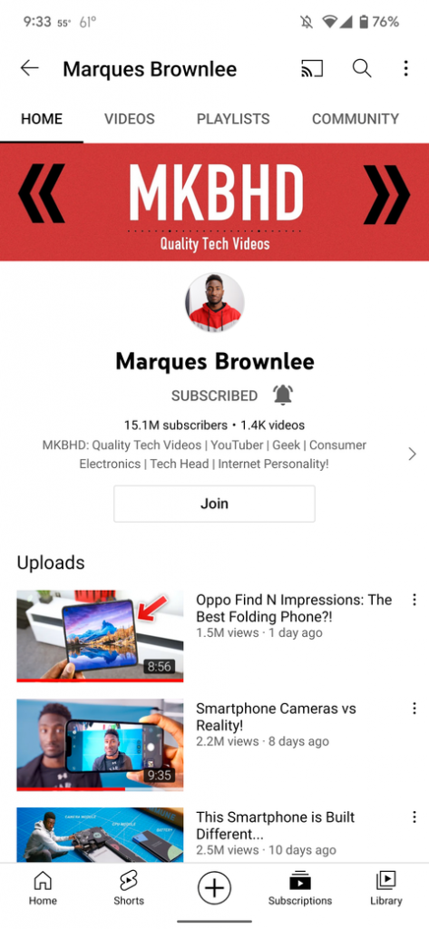 Youtube tests new channel UI for Android users