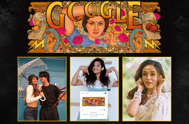 google doodle sridevi birth day anniversary tribute movie actress actor celebrity content creators collaboration social media instagram reels komal pandey nancy tyagi shehzaan khan janhavi motwani mithali palkar ankita sahigal sucharita tyagi