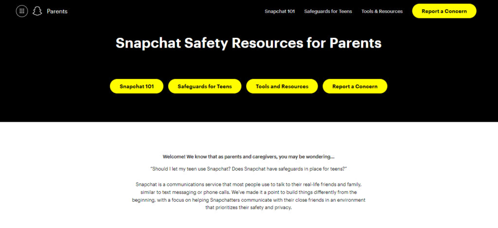 snapchat resources parents website