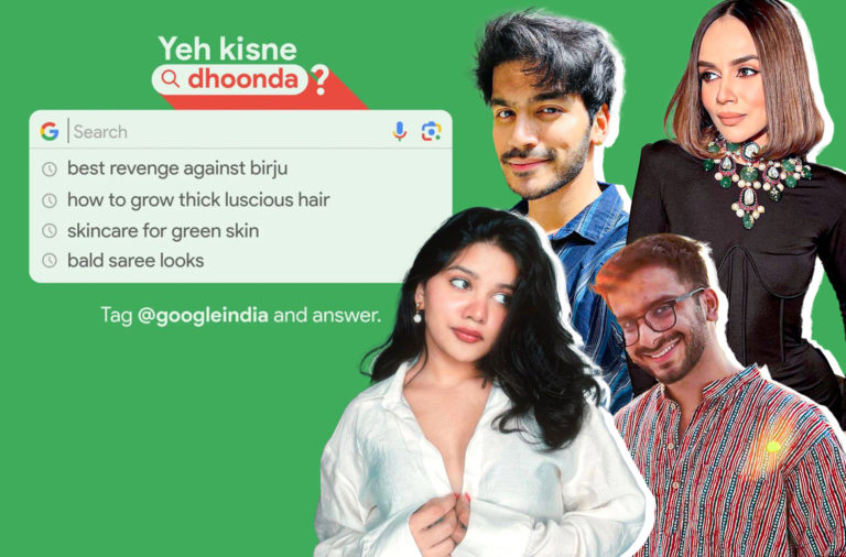 google india yeh kisne dhoonda brand campaign content creators influencers social media instagram outdoor advertising marketing ooh billboards search history queries questions guess komal pandey kareena kapoor khan srishti garg alia bhatt funcho ankita sahigal gopi bahu vishnu kaushal diljit dosanjh p. s. rathour shah rukh khan technology web engine