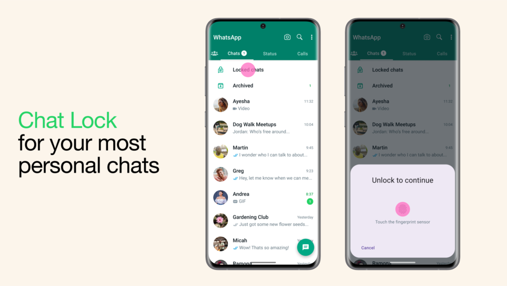 whatsapp chat lock feature android iOS