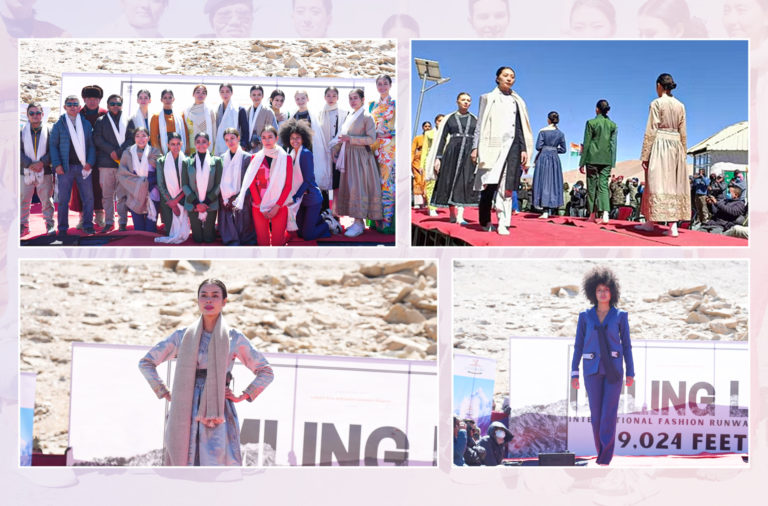 international fashion show world's highest ladakh motorable road umling la pass khardung la pass pashmina shawls runway world record border tourism sustainablle models border roads organisation BRO lahdc indian army vibrant ladakh festival