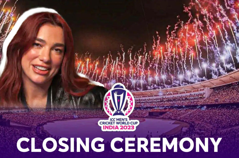 dua lipa icc men's world cup 2023 closing ceremony semi-final league matches india netherlands finals motera stadium