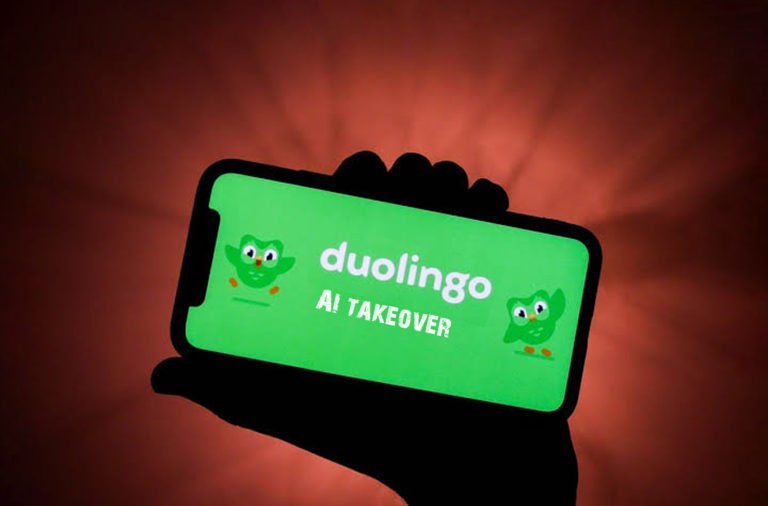 Duolingo language learning software company fires 10 percent contract workers shift to AI technology openai gpt-4