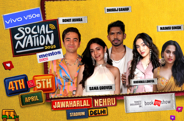 vivo V50 Series, Social Nation 2025, Delhi, Dhiraj Sanap, Nainsi Singh, Pranay Joshi, Ronit Ashra, Vikas Kush Sharma, The Vixens Crew, Himani Guher, Ruchika Lohiya, Manas Arora, Maaz Khan, Sana Grover, influencer event, tech launch, social media creators, content creators, vlogging, digital influencers, tech influencers, entertainment event, creator fest, Vivo India