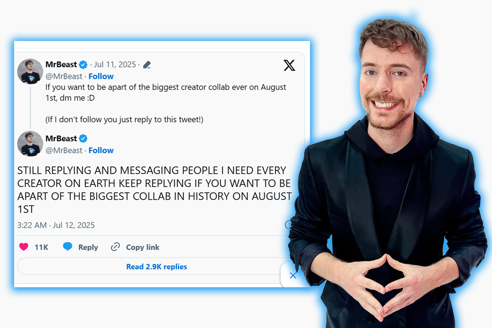 MrBeast, MrBeast 2025, creator collab, August 1 creator event, MrBeast collaboration, YouTube trends, internet history, viral collab, digital creators, influencer news, YouTube updates, creator community, social media event, TikTok creators, Instagram collab, gaming creators, streamer collab, MrBeast news, mega collaboration, Jimmy Donaldson, internet breaking event, content creation trends, creator economy, #TeamSeas, #TeamTrees
